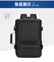 Mochila multifuncional, bolso de hombro para hombre, bolso de cuero para computadora portátil, bolso escolar para estudiantes, estilo universitario, color negro - details 22
