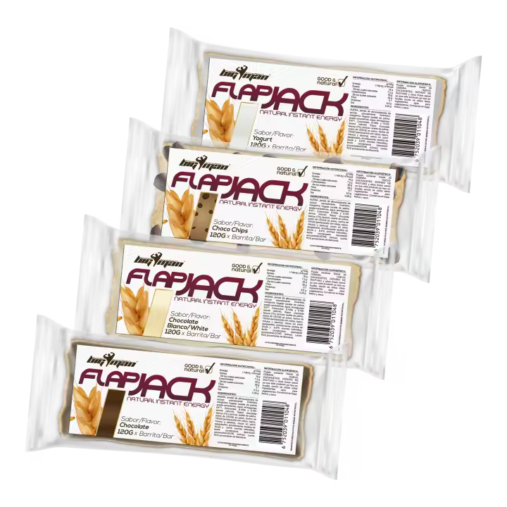 Bigman Flapjack 12 Uni, 120gr - Barrita de Avena para Recuperación y Energía Instantánea con Sabor a Chocolate Blanco - 1