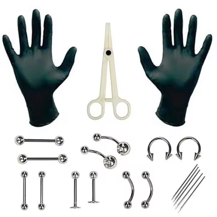 Kit De Herramientas Profesionales Para Tatuajes Y Piercings Desechable 316 Acero Inoxidable Para Nariz Pupila Labio Ombligo Y Oídos - 1