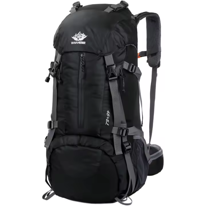 Prowalk-TEC 1 Mochila Senderismo 50 Litros, Unisex, Impermeable y Ligera para Montaña y Aventuras. Ideal para acampadas, caminos y sendas. Incluye funda para lluvia y ajustes de cintura, pecho y espalda. Disponible en colores Negro, Azul, Naranja y Rojo. - 1