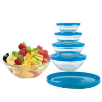 Set Jocca de 5 boles de cristal con tapa antigoteo en varios colores, de distintos tamaños, apilables y aptos para el microondas - details 0