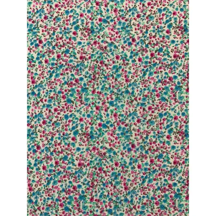 Tejidos Ortuño- Tela flores Fucsia rosa y azul de algodón, patchwork,  prendas infantiles, decoración hogar ,manualidades, complementos 1 m x Ancho 1.50m - 1