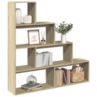 vidaXL Librería divisora 4 niveles madera blanca 143,5x29x143,5 cm en color Blanco/Roble Sonoma/Gris sonoma y más - details 1