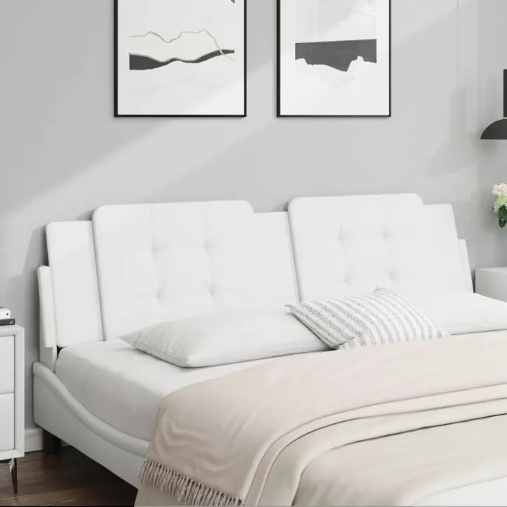 Cabecero de cama acolchado cuero sintético blanco 180 cm - 1