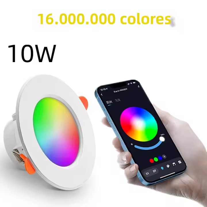 Downlight LED Inteligente Dimmable AC85-265V 10W Tuya Control Por Voz Y App RGB CW Color Completo Luz De Techo Recogido - 1