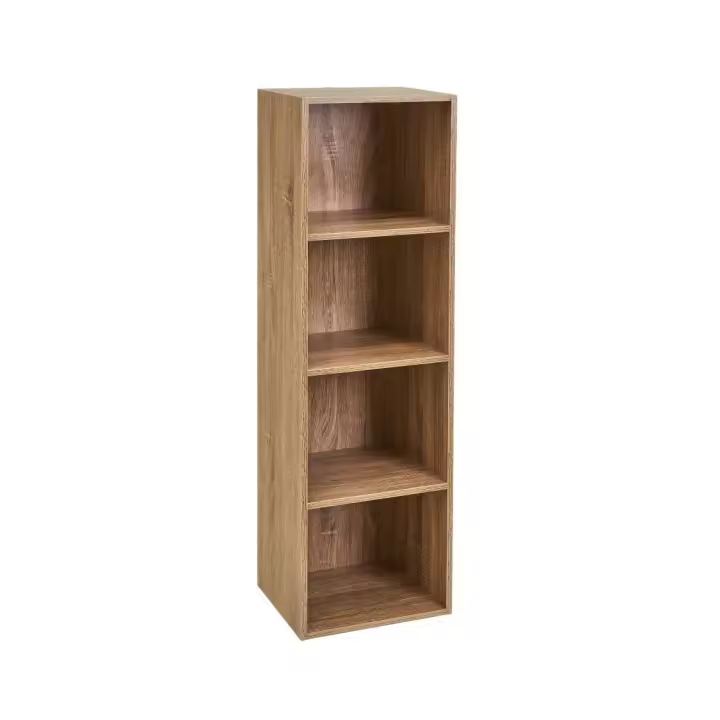 Dcasa Estantería cubo flotante 3 estantes de madera marrón de 30x24x106 cm - 1