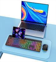 Teclado Inalámbrico Ergonómico Con Ratón Y Soporte Para Teléfono Multicolor Recargable 2.4G Para PC Laptop Windows - details 6
