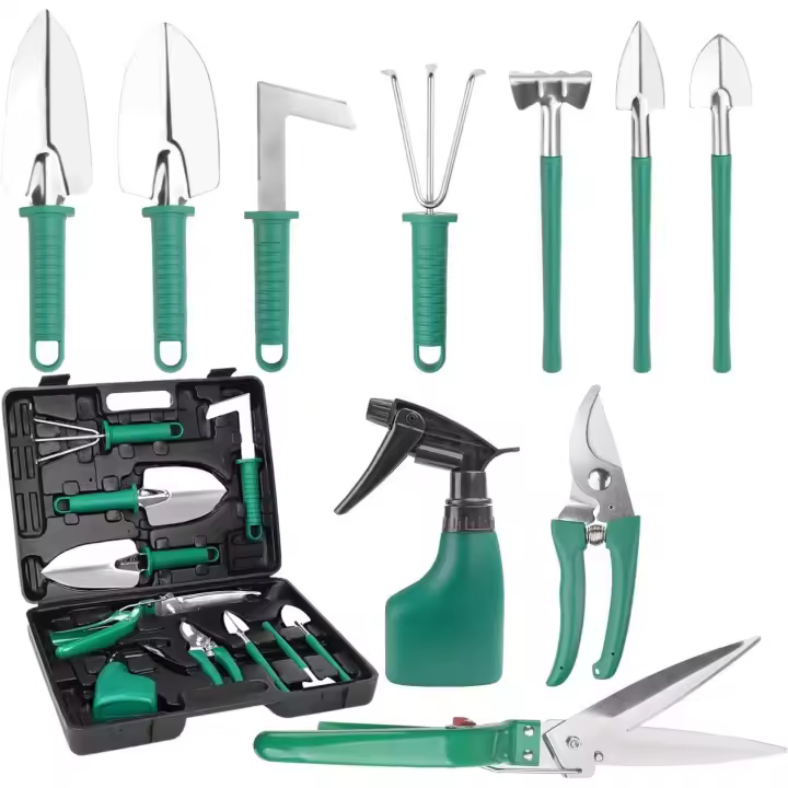 Juego de herramientas de jardinería Juego de herramientas de jardinería premium de 10 piezas con estuche Tijeras de podar Juego de jardinería Tijeras de podar Tijeras para flores Cepillo para juntas Rociador de plantas Rastrillo - 1