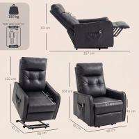 HOMCOM Sillón Relax Reclinable Eléctrico Levanta Personas, Tapizado en Cuero PU, Sillón Elevador con Control Remoto, Asiento de Muelles, Reposapiés, Respaldo Alto, Bolsillos Laterales - details 4