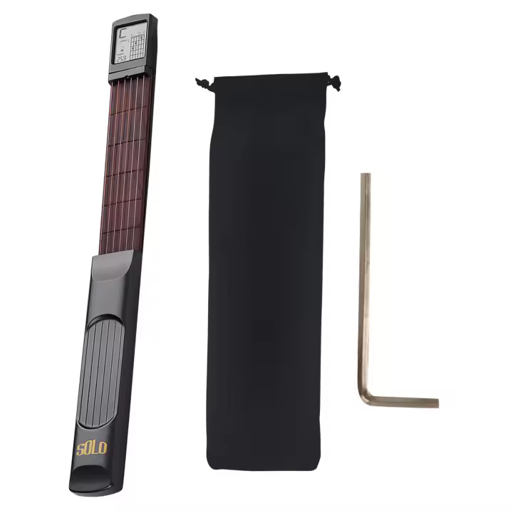 Guitarra De Mano Con 6 Cuerdas Y Entrenador De Acordes Herramienta De Guitarra Folclórica Con Pantalla De Rotación De Acordes Para Principiantes Práctica De Fingerstyle - 1