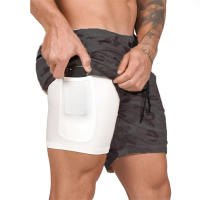 Niucom pantalón deportivo corto para hombre con forro interior y bolsillo para móvil pantalones para fitness ejercicio gimnasio crossfit running - details 2