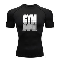 Camiseta De Correr Para Hombre GYM ANIMAL Compresión Secado Rápido Manga Corta Deporte Tops Tees Elasticidad Fitness Bodybuilding Sportswear - details 2