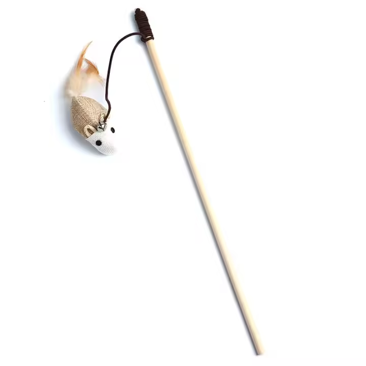 Juguete Interactivo Para Gatos 1PC Varita De Madera Con Plumas Coloridas Divertido Teaser Para Gatos Juguetes Para Mascotas - 1