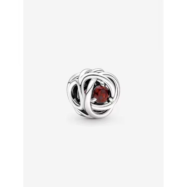 Pandora - Charm Círculo de Eternidad Rojo de Enero - Plata de Lei - 1