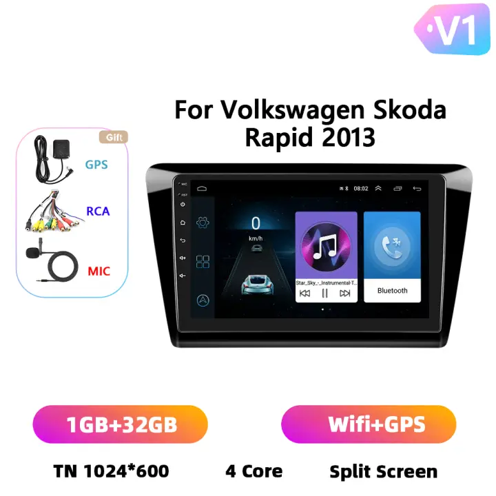 Podofo Radio de coche Android 2 Din para Volkswagen Skoda Rapid 2013 Carplay 8+128GB AI Voice WIFI+4G DSP GPS Navegación Multimedia Reproductor de Video - 1