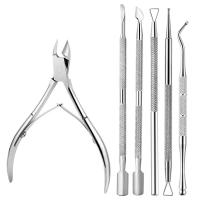Kit De 6 Piezas De Acero Inoxidable Para Arte De Uñas Herramientas De Manicura Y Pedicura Cortauñas Clipper De Cutícula Y Eliminador De Piel Muerta - details 5