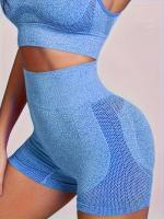 Shorts De Yoga De Cintura Alta Sin Costuras Estirables Para Correr Deporte Mujer Activewear Corto Color Sólido Sin Bolsillos - details 10
