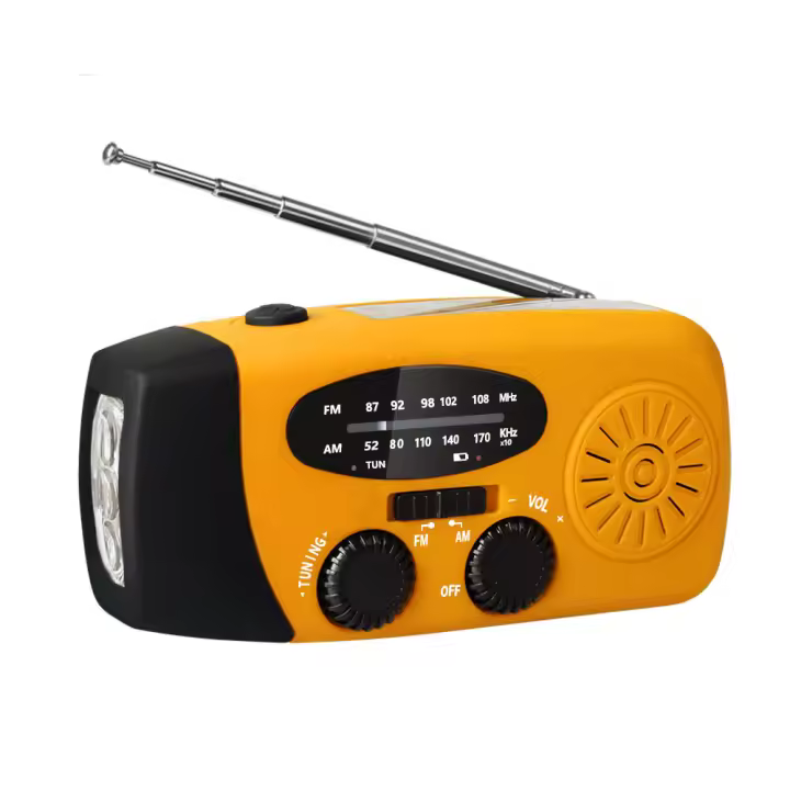 Radio De Mano Con LED Y Alerta Del Tiempo FM AM WB NOAA Recargable Por USB Y Crank 600mAh Resistente Al Agua Para Camping Y Emergencias - 1