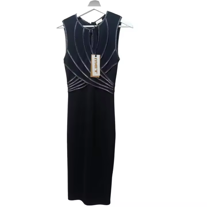 Met vestido para mujer ,negro y plata midi ideal para una ocasion especial - 1