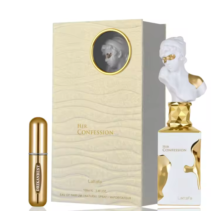 Perfume Her Confession by Lattafa Eau de Parfum 100ml ORIGINAL | Fragancia Femenina con Notas de Vainilla y Nardos + Regalo Atomizador Recargable 5ml Drikanbest - 1