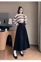 Falda Larga De Corduroy Elegante Para Invierno A-Line Con Cintura Empirica Y Cinturón Amplio Estilo Coreano Moda Feminina - details 18