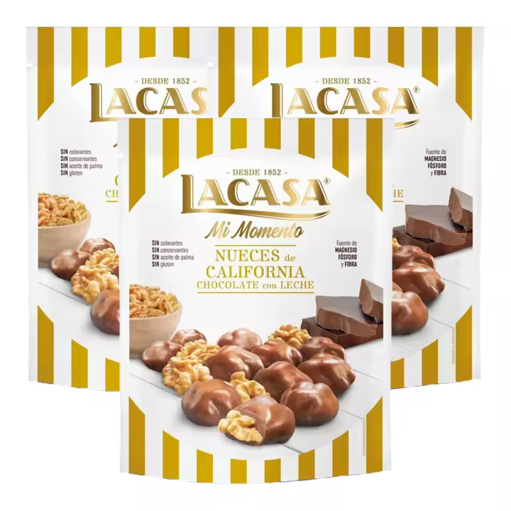 Lacasa Lote de 3x Bolsitas Mi Momento Nueces con Chocolate con leche 115G - 1