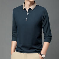 Camisa Polo Para Hombre De Color Sólido Casual Manga Larga Transpirable Cómoda Versátil Top Moda Negocios - details 4