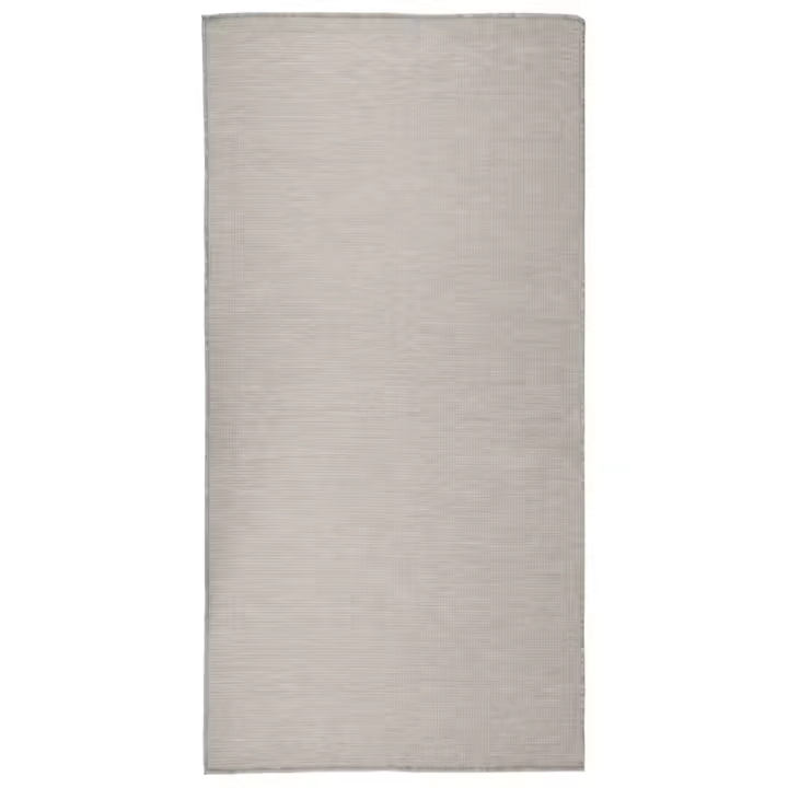 vidaXL Alfombra de exterior de tejido plano gris taupe 100x200 cm en color Taupé/Marrón/Rayas marrones - 1