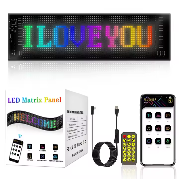 Panel De Pantalla LED Matriz De Pixeles Bluetooth APP Para Coche Tienda Hotel Bar Luz Nocturna Flexible Programable DIY - 1