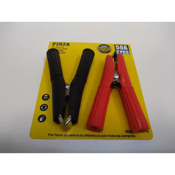 x2 Pinzas de cocodrilo para Corriente Continua, de 50 Amperios, color rojo y negro, 77mm, pinzas de prueba para caravana, conector de alimentación, DESDE ESPAÑA MARKETPLACEXT C13 - 1