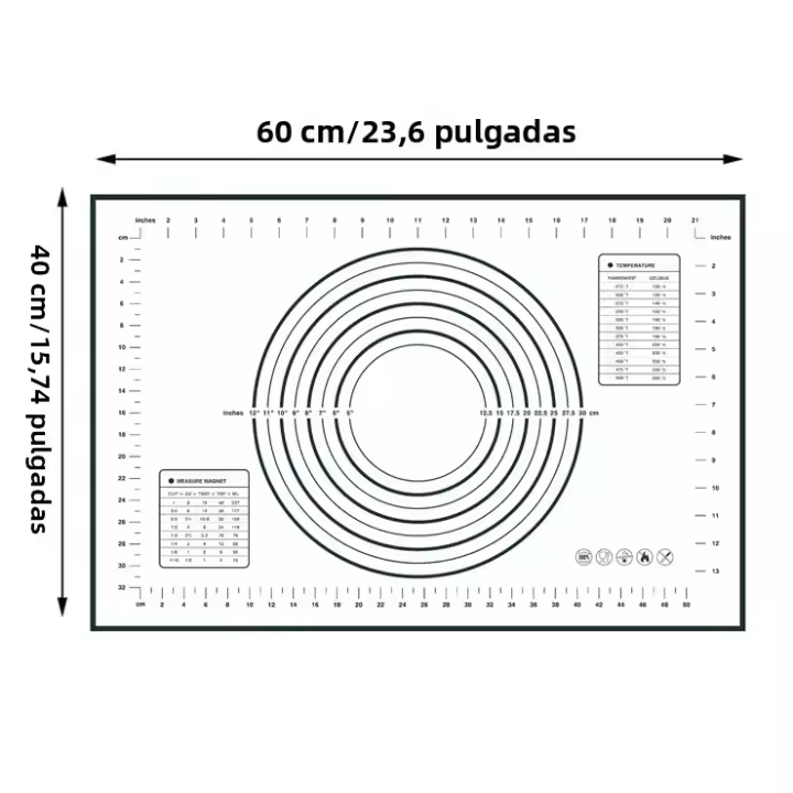 Manta De Silicona Antideslizante Para Hornear Sin Grasa Con Escala Graduada Para Amasar Pizza Y Cocinar En Parrilla Utensilios De Cocina - 1