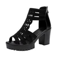 Sandalias Romanas Vacías Para Mujer Verano 2024 Con Tacón Alto Y Plataforma Casual Abiertas Tipo Pescador Estilo Clásico Medio Tacón PU Cómodo - details 5