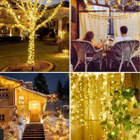 Luces De Jardín Solar Con 8 Modos Impermeables Para Patio Árboles Fiesta Navideña Luces De Hilo Para Decoración Externa - details 0