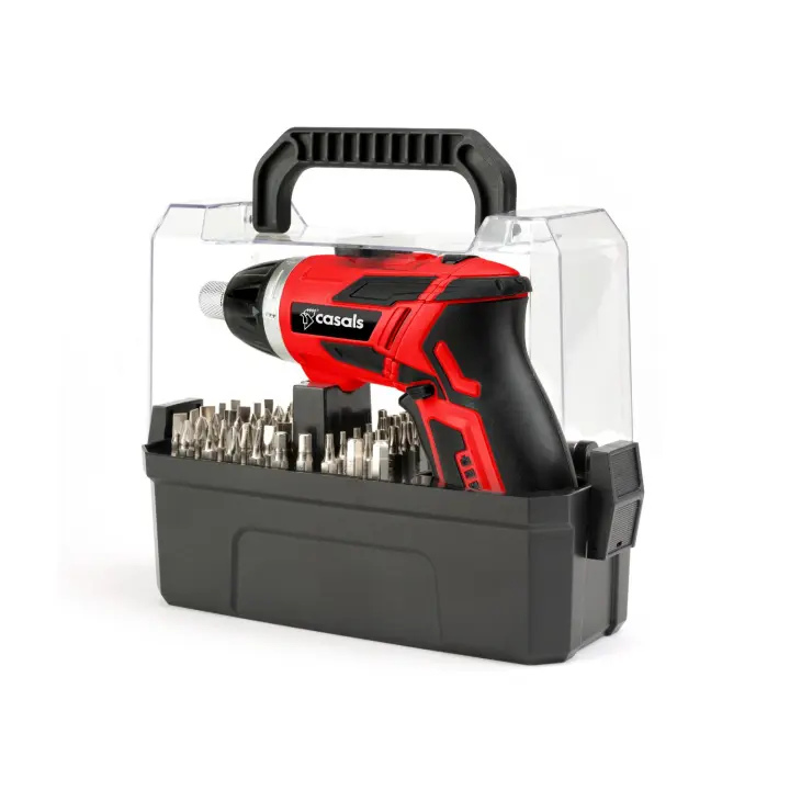 Casals - atornillador destornillador Eléctrico Sin Cable 3.6V | 1.3Ah 230rpm | 52 Accesorios + Maletín | Mango Rotatorio Inalambrico | Autonomía 3-5h | Linterna LED | Cargador USB | Batería de Litio - 1