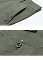 Pantalones Casuales De Algodón Para Hombre Primavera Verano Verde Negro Caqui Estilo Business Cierre De Cremallera High Waist - details 12