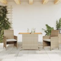 vidaXL Mesita y sillas con cojines 3 piezas ratán sintético negro en color Negro y crema/Beige/Gris | cómodas modernas ergonómicas para comedor cocina salón hogar - details 1
