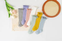 Calcetines Largos Para Niñas Ruffle Suaves De Algodón Con Encaje Y Flores Para Escuela Uniforme Infantil Para 0-8 Años Colores Variados - details 10