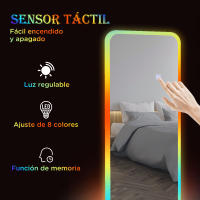 HOMCOM Espejo de Cuerpo Entero con Luces LED 120x40 cm Espejo Rectangular de Pared Ajustable con Iluminación de 7 Colores RGB y Función de Memoria para Dormitorio Vestidor - details 3