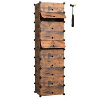 Organizador de zapatos modular, color blanco o negro, zapatero elegante con 10 estantes ajustables, apilable, con puerta - details 12