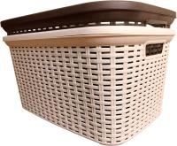 Cesta ropa, para la Colada Rectangular estilo Mimbre, Pongo todo de Plástico, Cesta para ropa, Capacidad de 35 Litros 53.5cm x 35.5cm x 26cm blanco o marron. - details 2