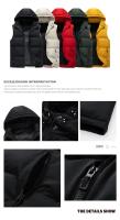 Chaqueta De Invierno Para Hombre Con Capucha Chaqueta De Vestido Sin Mangas Casual Sólida Cálida Con Forro De Poliéster Impermeable Outerwear De Otoño Para Hombres - details 1