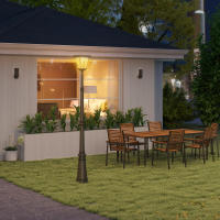 Outsunny Farola Solar Exterior Luz Solar Exterior Jardín con Panel Solar Luces LED Encendido y Apagado Automático Sensor de Movimiento Impermeable IP44 para Terraza Patio Entrada 26x24x220 cm Negro - details 1