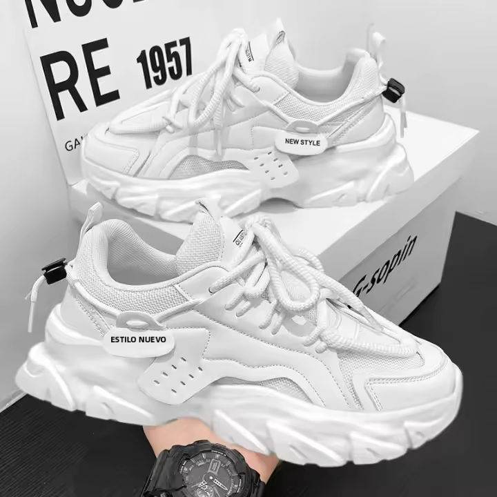 Zapatos De Correr Casuales Para Hombre Blanco Versátil Cómodo De Alta Calidad Plataforma Deporte Cuatro Estaciones Transversal - 1