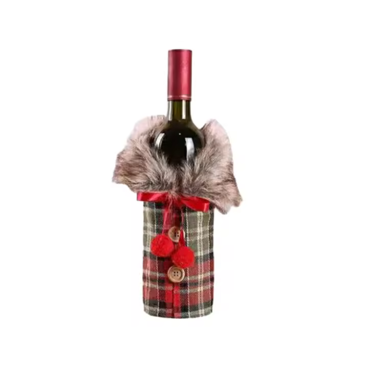 Bolsa enfriadora de champán, fundas navideñas de felpa para botellas de vino tinto - 1