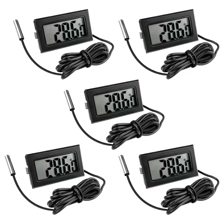 Termómetro digital, 5 piezas, termómetro para refrigerador, sonda, Mini, LCD, termómetro digital, monitor de temperatura - 1