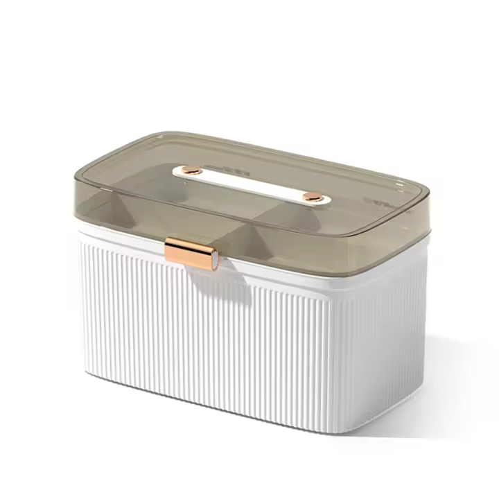 Almacenamiento portátil de primeros auxilios, caja de plástico transparente de 2 niveles para medicina, gran capacidad para emergencias - 1