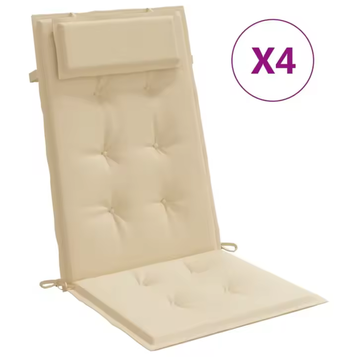 vidaXL Cojines de silla respaldo alto 4 uds tela Color Antracita,  Gris,  Crema y mas Cojín Decorativo de Asiento Cojines de muebles de salon - 1