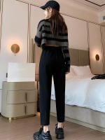 Pantalones De Parche De Lana Gruesa Para Mujer Invierno Cintura Alta Casuales Calientes De Pierna Larga Hasta El Tobillo - details 6