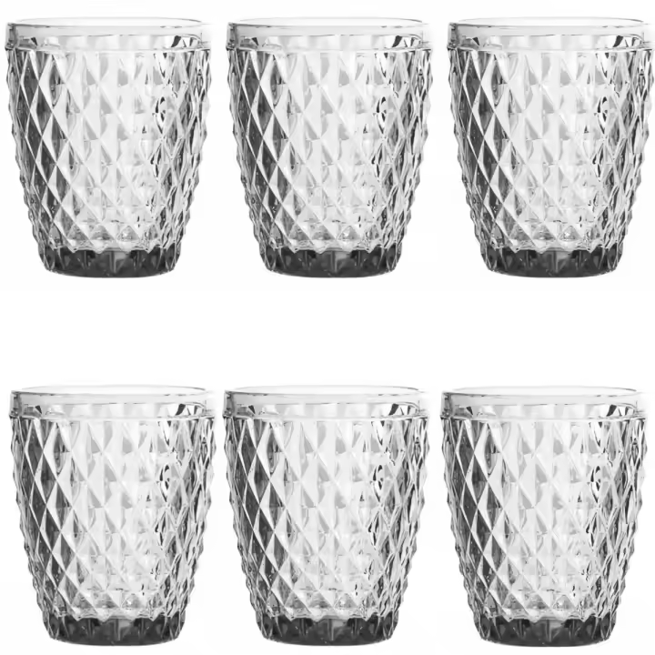 La Mediterránea SET 6 VASOS DE CRISTAL TALLADO SIDARI AZUL/TRANSPARENTE 270CC - Toque Auténtico en Tu Mesa - 1