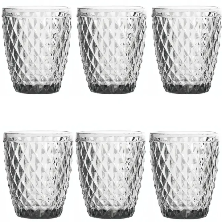La Mediterránea SET 6 VASOS DE CRISTAL TALLADO SIDARI AZUL/TRANSPARENTE 270CC - Toque Auténtico en Tu Mesa - 1